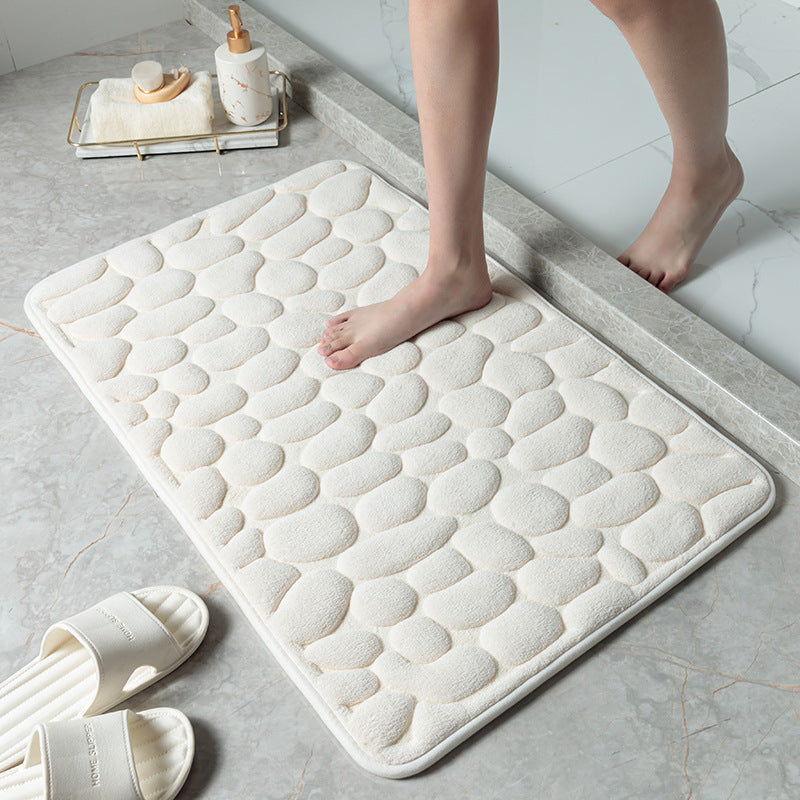 Tapis de Bain Galet 3D | Moelleux, Antidérapant et Élégant