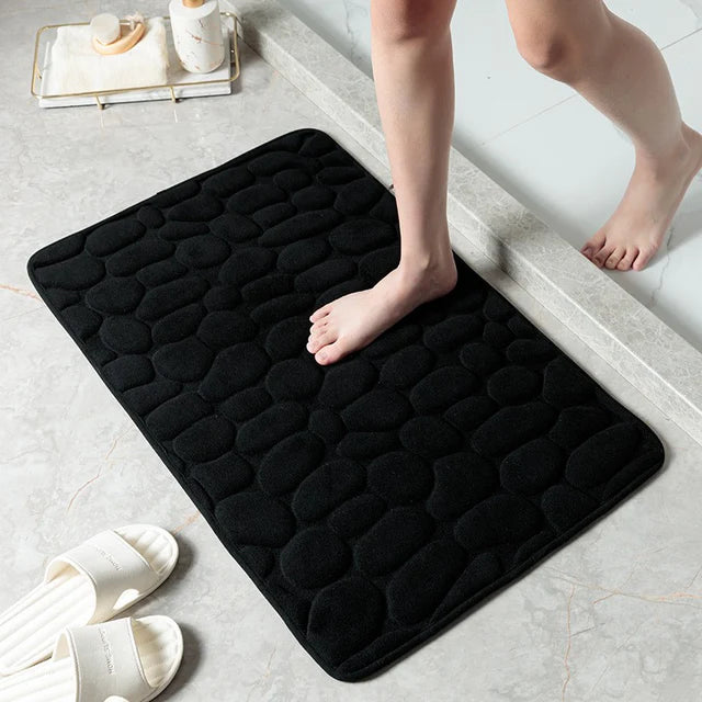 Tapis de Bain Galet 3D | Moelleux, Antidérapant et Élégant