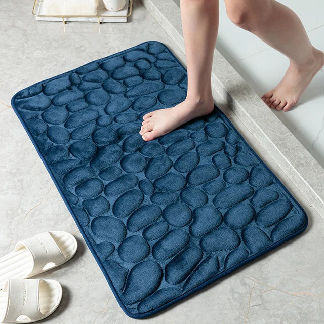 Tapis de Bain Galet 3D | Moelleux, Antidérapant et Élégant