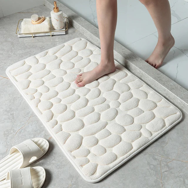 Tapis de Bain Galet 3D | Moelleux, Antidérapant et Élégant
