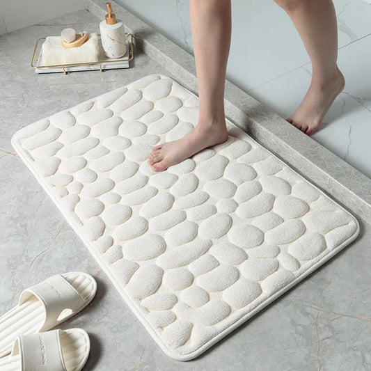 Tapis de Bain Galet 3D | Moelleux, Antidérapant et Élégant