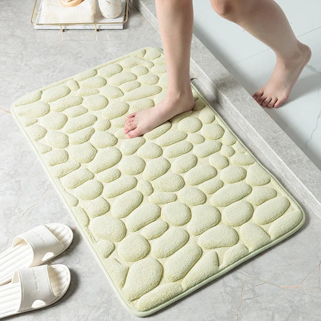Tapis de Bain Galet 3D | Moelleux, Antidérapant et Élégant
