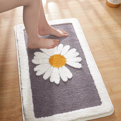 Tapis de Bain Marguerite | Douceur Florale et Antidérapant