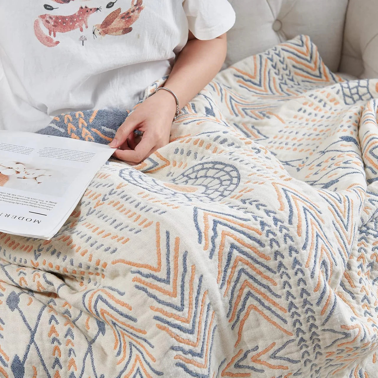 Plaid Indien | Motifs Tribaux Réversibles